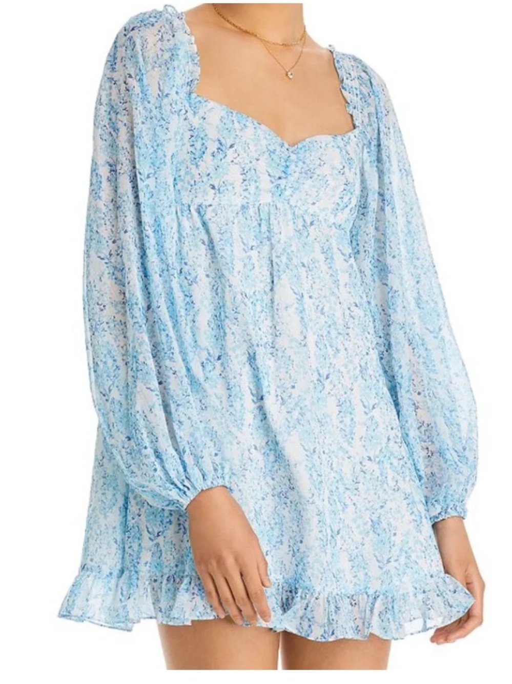 Aqua Light Blue Floral Print Mini Babydoll Dress ❤️❤️